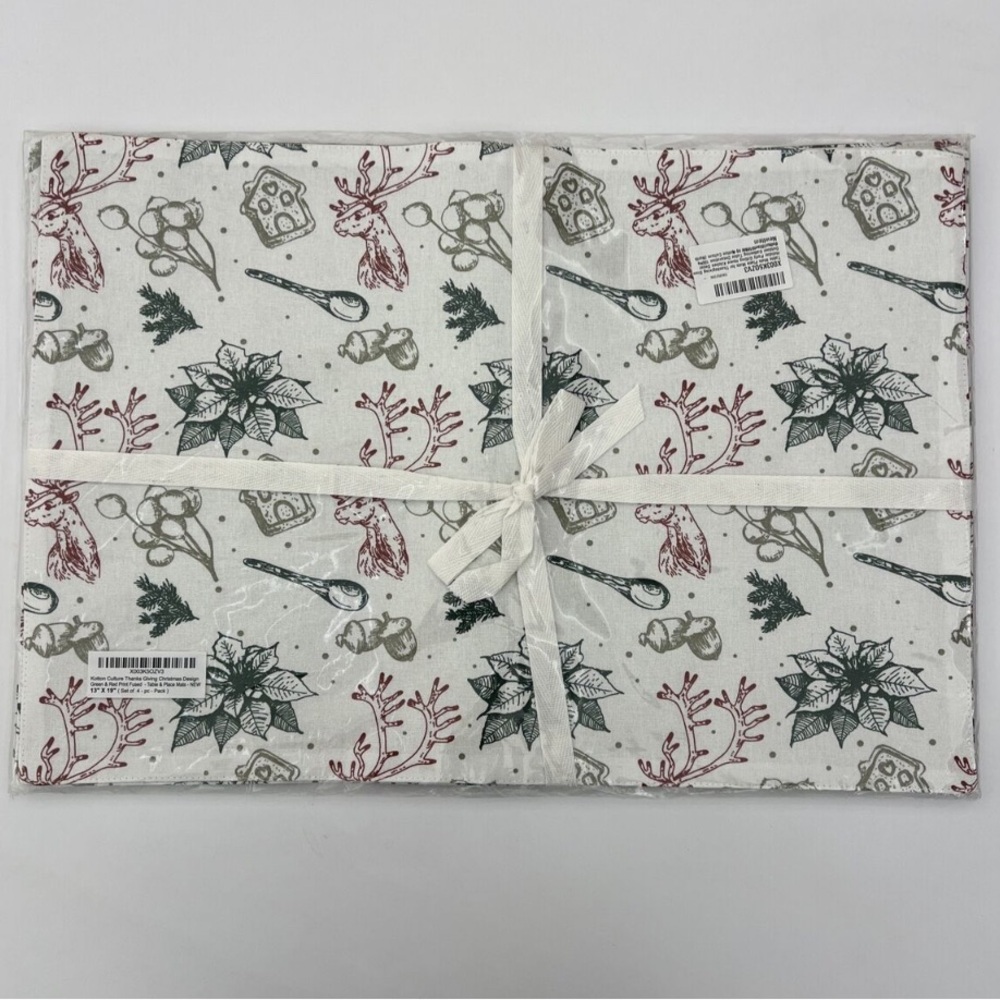 Kotton Culture set of four cotton fused placemats 13” x 19” new in package